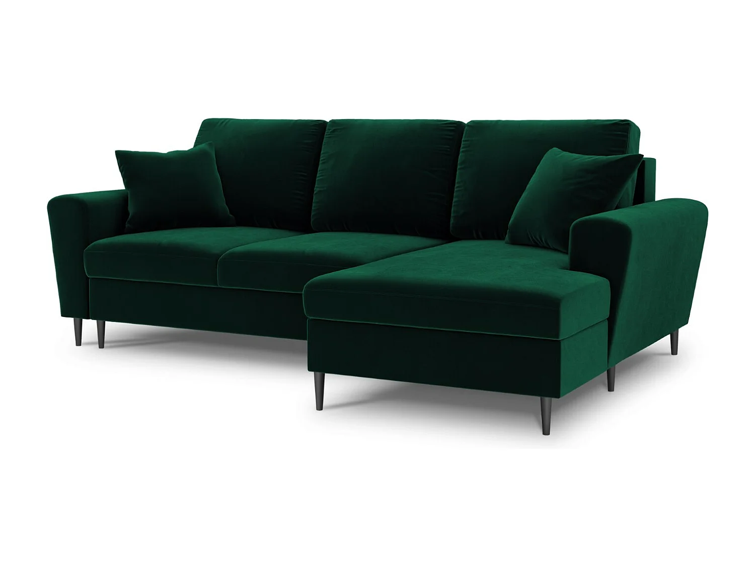 Cosmopolitan Design - Canapé d'angle droit convertible avec coffre de rangement "Kyoto" 4 places en velours vert bouteille - 241x145x88cm