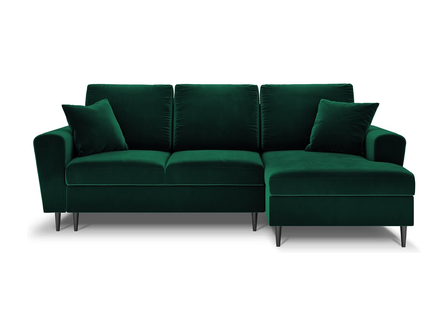 Cosmopolitan Design - Canapé d'angle droit convertible avec coffre de rangement "Kyoto" 4 places en velours vert bouteille - 241x145x88cm