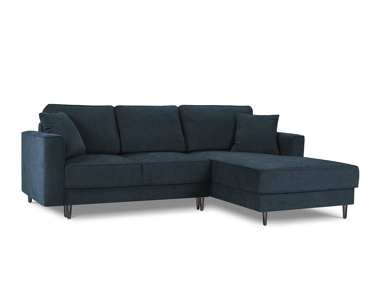 Cosmopolitan Design - Converteerbare hoekbank rechts met opbergdoos "Fano" 4 zitplaatsen, Structurele stof, Donkerblauw - 242x174x89cm