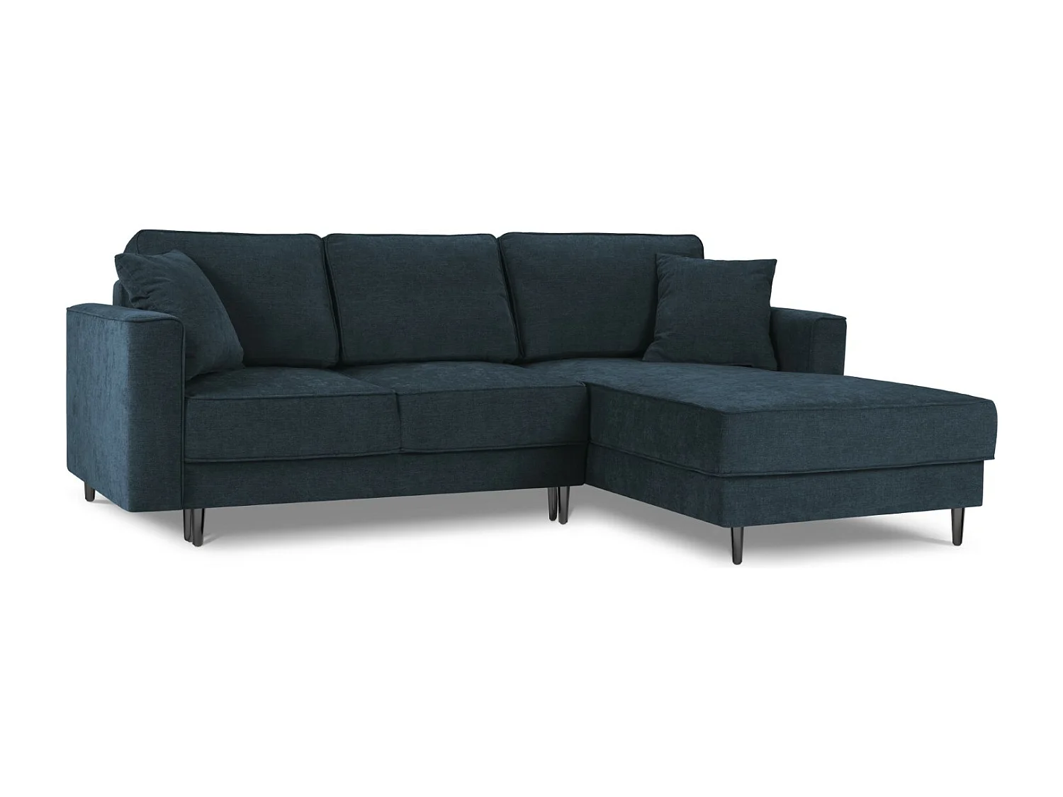 Cosmopolitan Design - Converteerbare hoekbank rechts met opbergdoos "Fano" 4 zitplaatsen, Structurele stof, Donkerblauw - 242x174x89cm