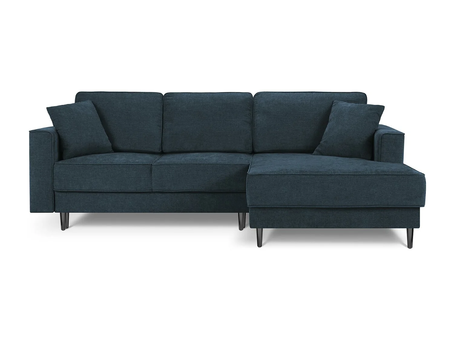 Cosmopolitan Design - Converteerbare hoekbank rechts met opbergdoos "Fano" 4 zitplaatsen, Structurele stof, Donkerblauw - 242x174x89cm