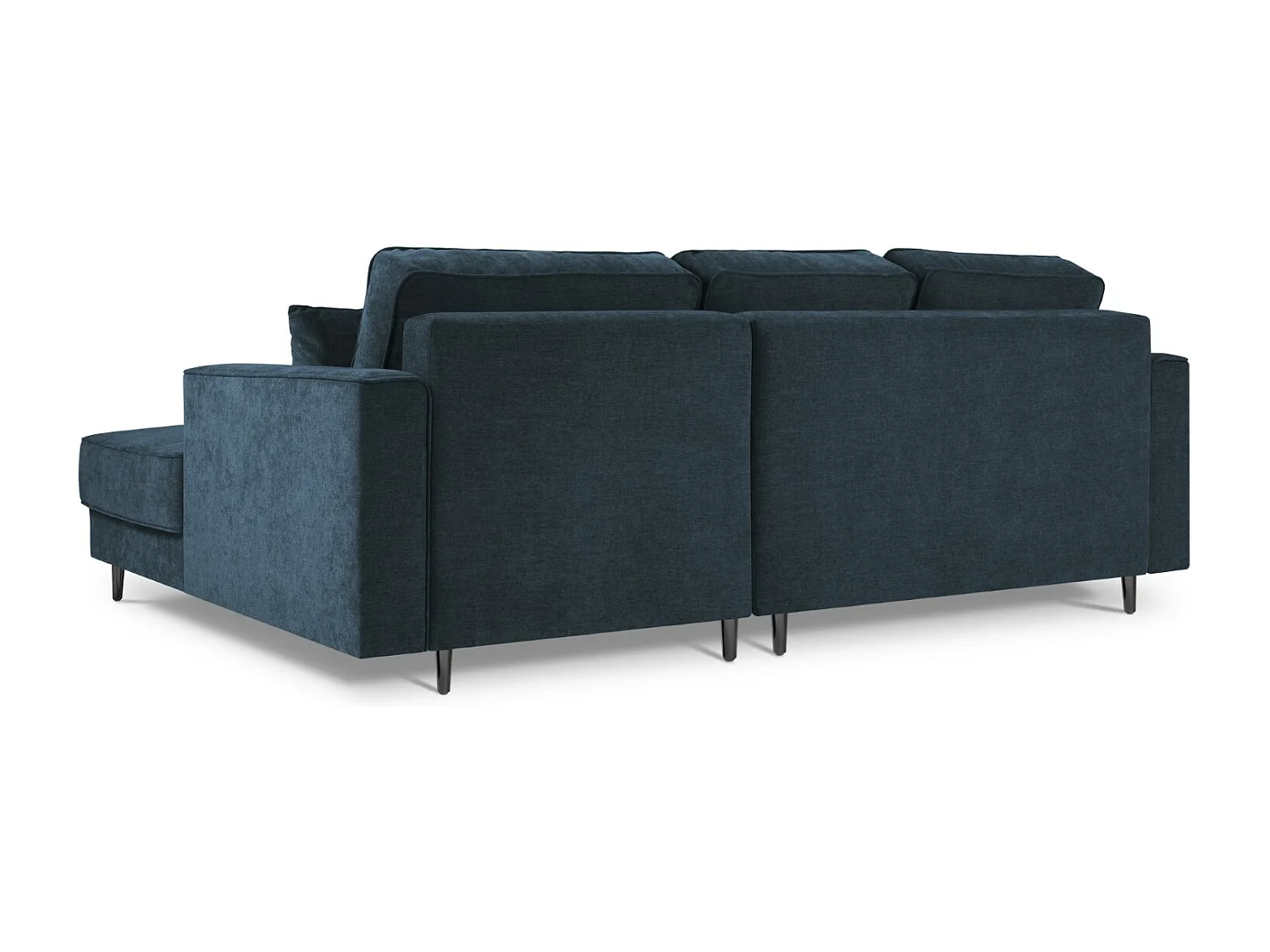 Cosmopolitan Design - Converteerbare hoekbank rechts met opbergdoos "Fano" 4 zitplaatsen, Structurele stof, Donkerblauw - 242x174x89cm
