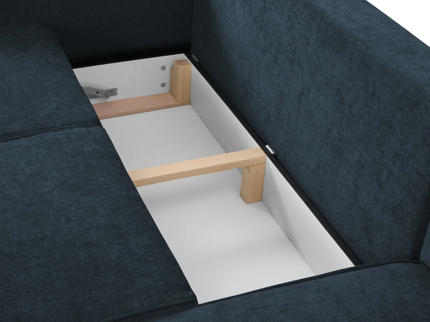 Cosmopolitan Design - Converteerbare hoekbank rechts met opbergdoos "Fano" 4 zitplaatsen, Structurele stof, Donkerblauw - 242x174x89cm