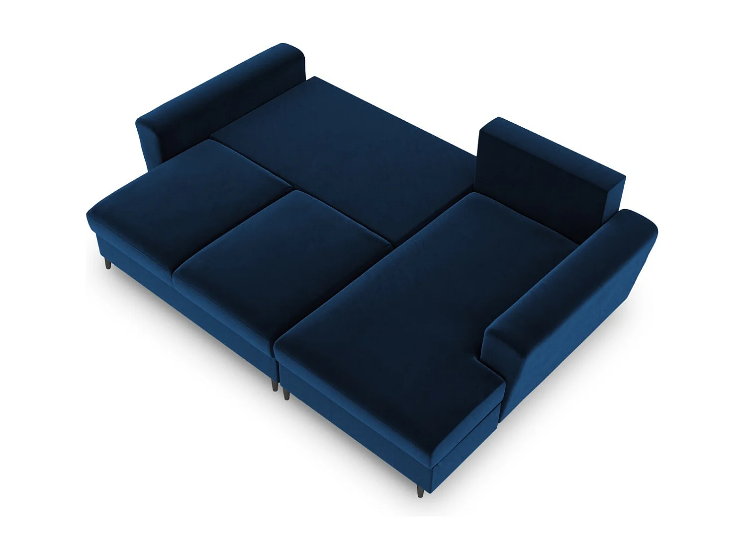 Cosmopolitan Design - Canapé d'angle droit convertible avec coffre de rangement "Kyoto" 4 places en velours bleu roi - 241x145x88cm