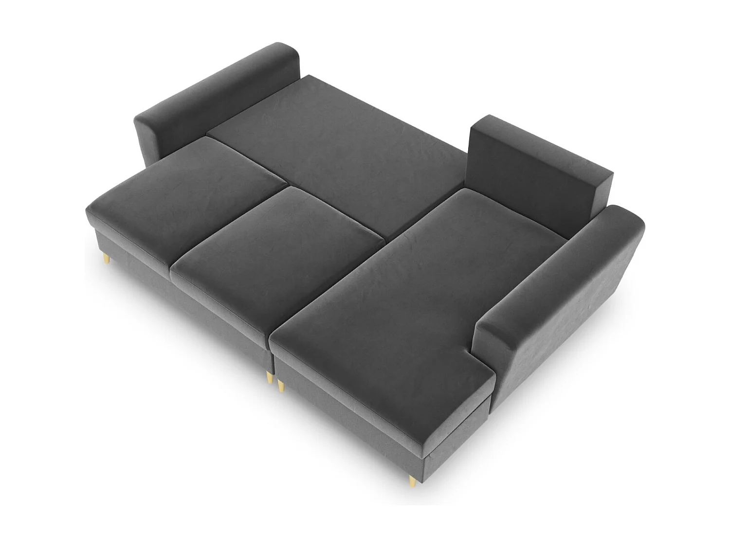 Cosmopolitan Design - Canapé d'angle droit convertible avec coffre de rangement "Kyoto" 4 places en velours gris clair - 241x145x88cm