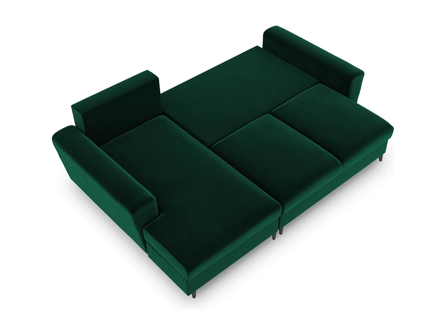 Cosmopolitan Design - Canapé d'angle gauche convertible avec coffre de rangement "Kyoto" 4 places en velours vert bouteille - 241x145x88cm