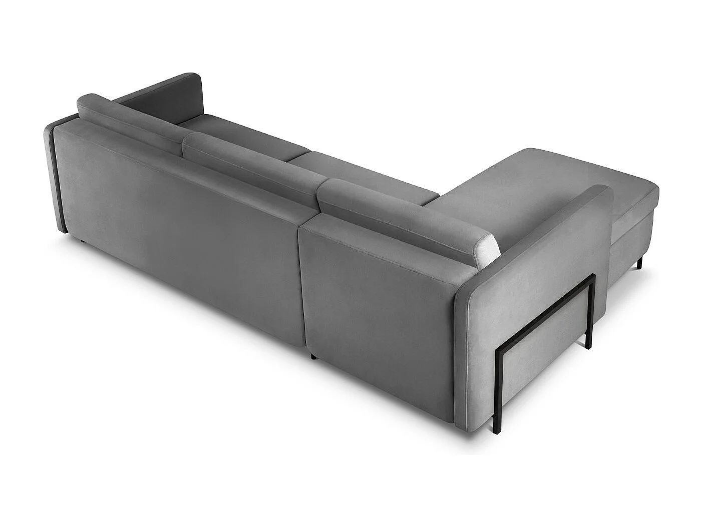 CXL by Christian Lacroix - Canapé d'angle gauche convertible "Yanis" 4 places en velours gris foncé - 260x170x80cm