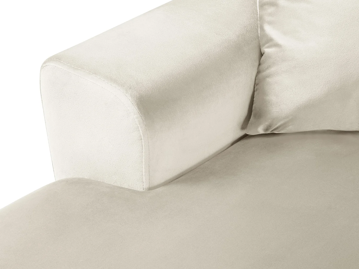 Cosmopolitan Design - Sofa panoramiczna prawa rozkładana ze schowkiem, "Kyoto" 7 miejsc welur, beż jasny - 313x194x88cm