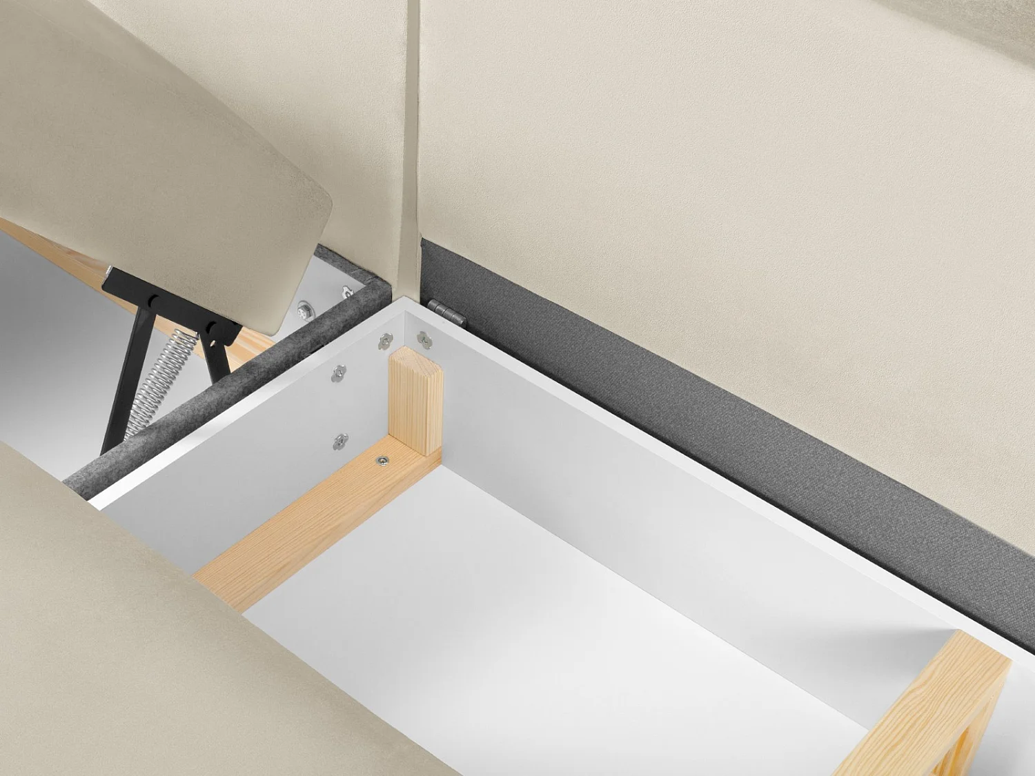 Cosmopolitan Design - Sofa panoramiczna prawa rozkładana ze schowkiem, "Kyoto" 7 miejsc welur, beż jasny - 313x194x88cm