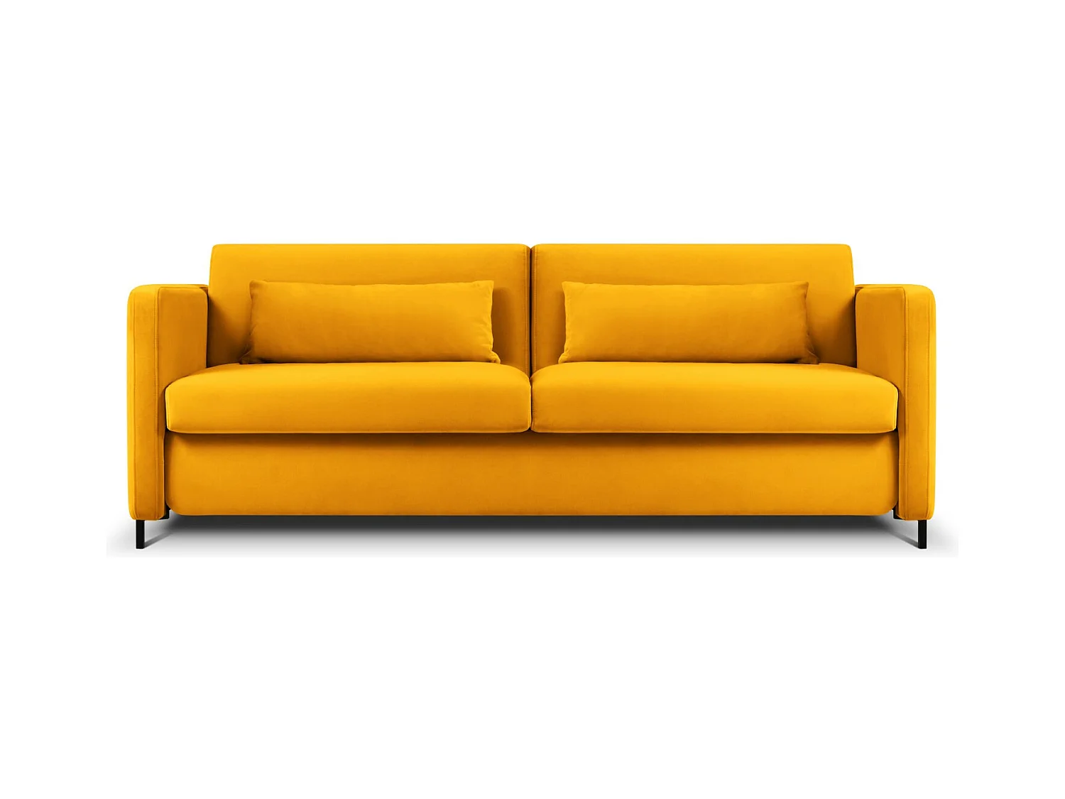 CXL by Christian Lacroix - Canapé convertible "Yanis" 3 places en velours jaune - 202x102x80cm
