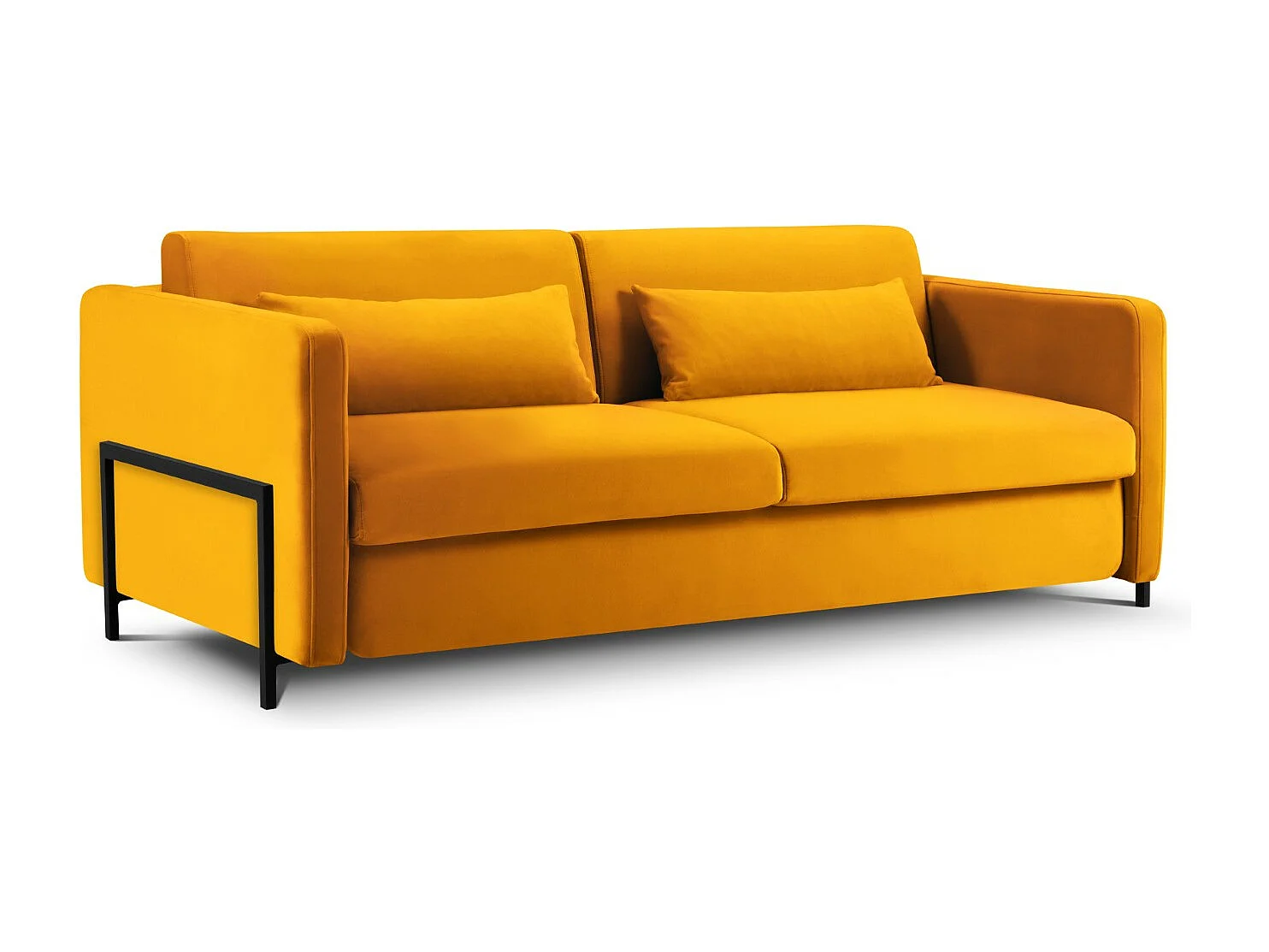 CXL by Christian Lacroix - Canapé convertible "Yanis" 3 places en velours jaune - 202x102x80cm