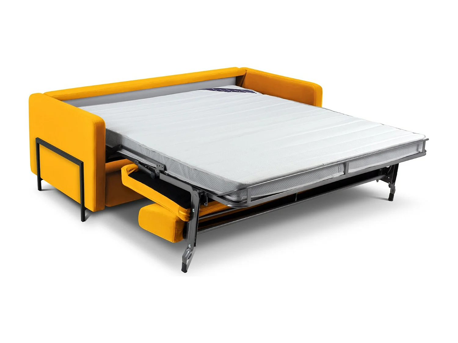 CXL by Christian Lacroix - Canapé convertible "Yanis" 3 places en velours jaune - 202x102x80cm