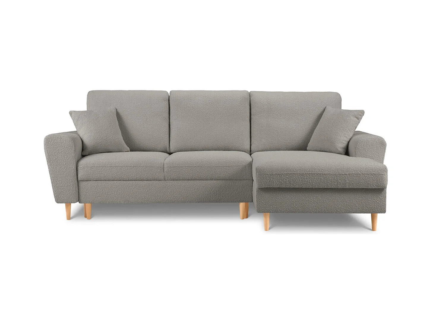 Cosmopolitan Design - Canapé d'angle droit convertible avec coffre de rangement "Kyoto" 4 places en bouclé gris - 241x145x88cm