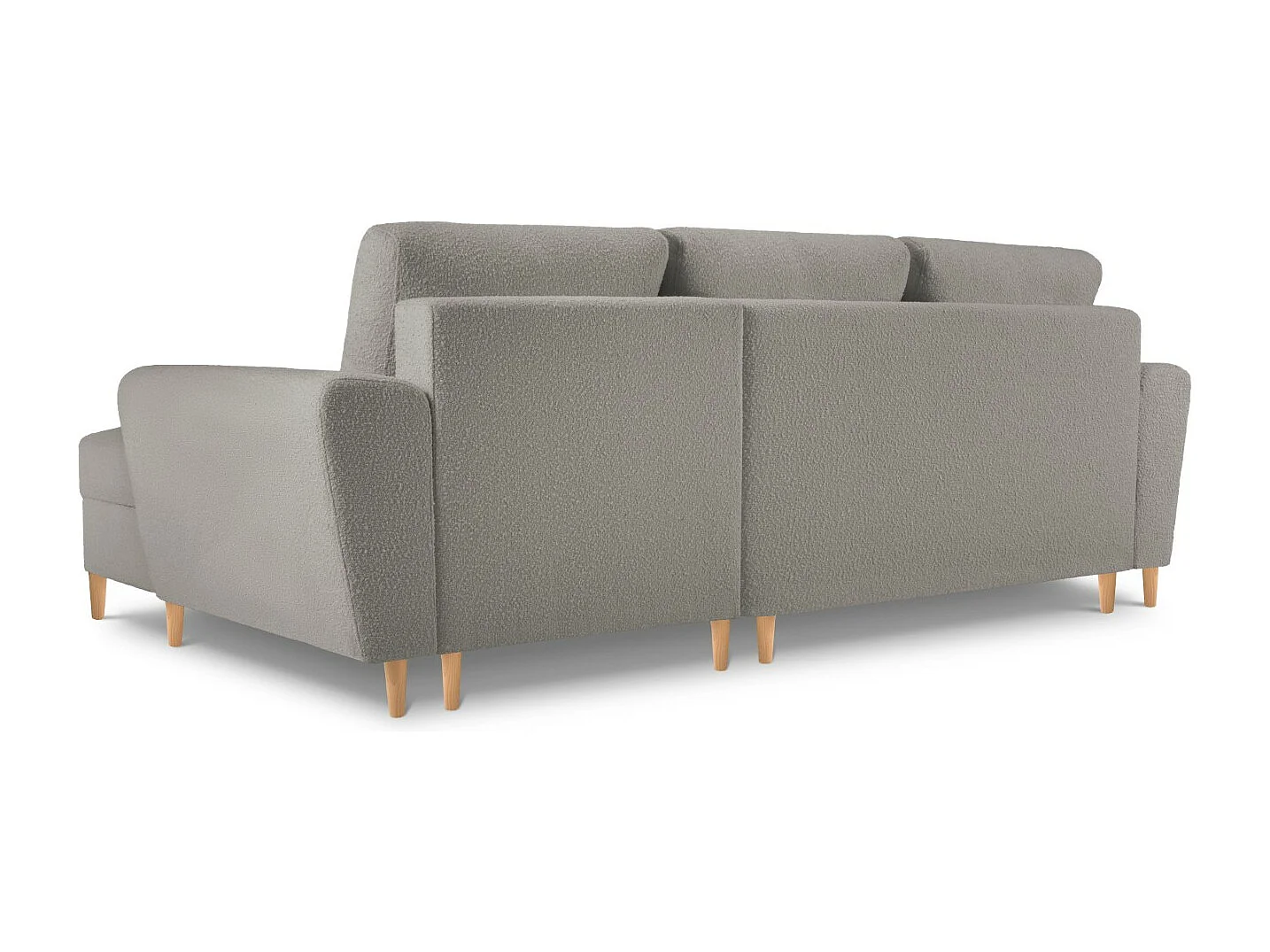 Cosmopolitan Design - Canapé d'angle droit convertible avec coffre de rangement "Kyoto" 4 places en bouclé gris - 241x145x88cm