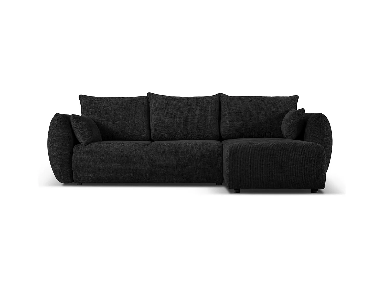 Cosmopolitan Design - Canapé d'angle droit convertible avec coffre de rangement "Matera" 4 places en chenille noir - 253x173x86cm