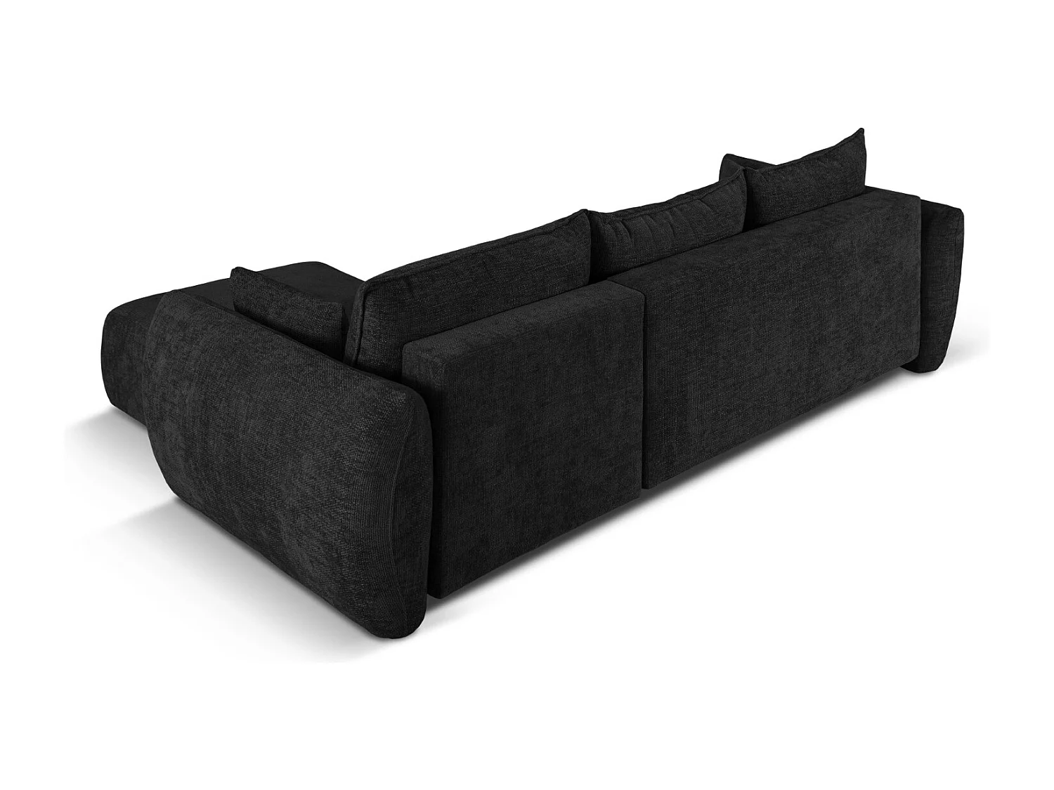 Cosmopolitan Design - Canapé d'angle droit convertible avec coffre de rangement "Matera" 4 places en chenille noir - 253x173x86cm