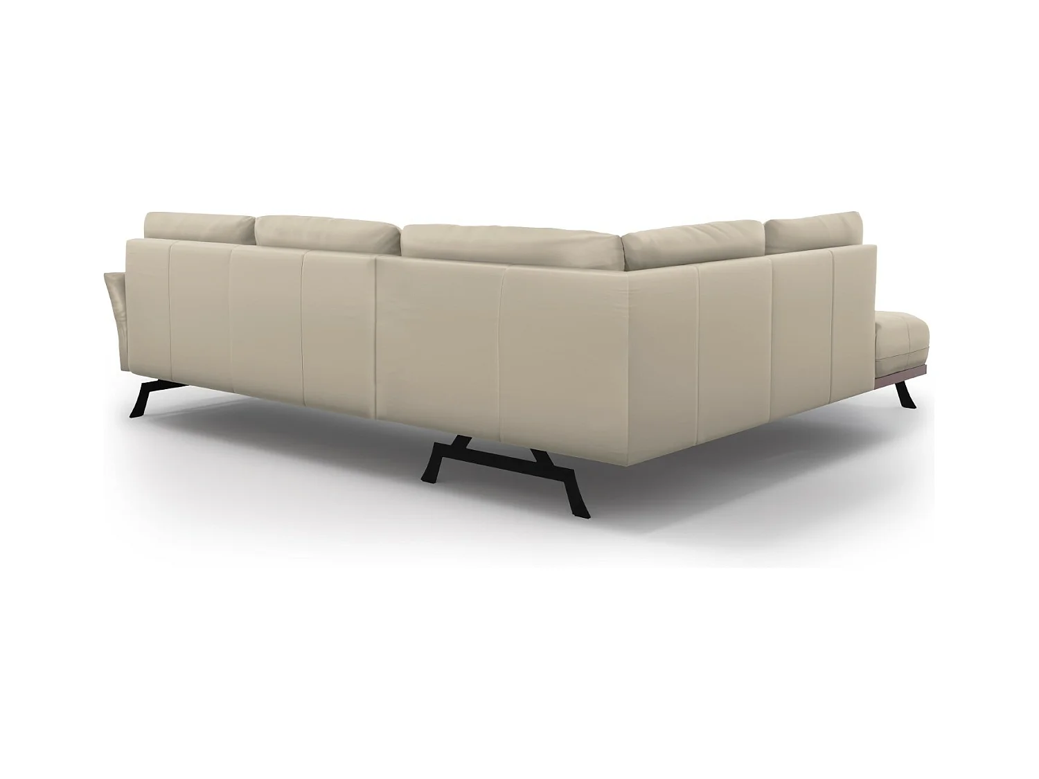 CXL by Christian Lacroix - Uitklapbare hoekbank links "Olivier" 5 zitplaatsen, Echt leer, Lichtgrijs - 262x204x87cm