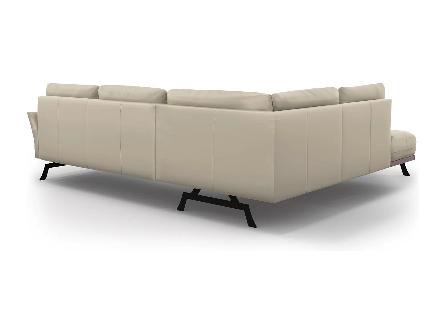 CXL by Christian Lacroix - Canapé d'angle gauche convertible "Olivier" 5 places en cuir véritable gris clair - 262x204x87cm