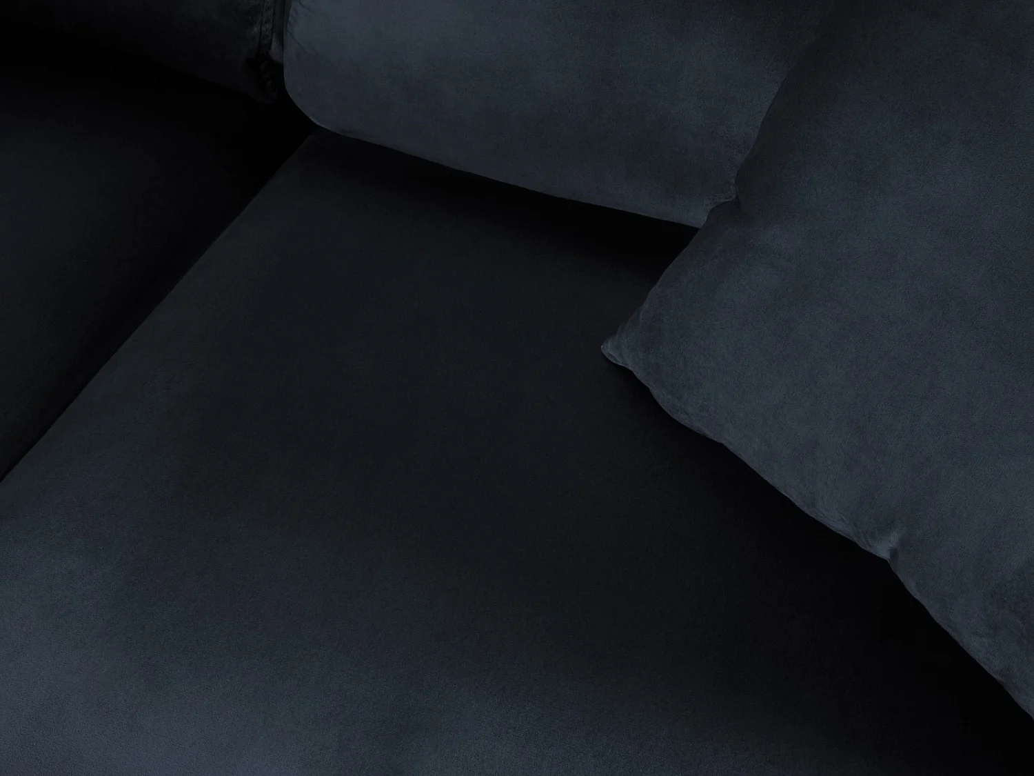 Cosmopolitan Design - 5-Sitzer ausklappbares Ecksofa links mit Container "Kyoto" aus Samt dunkelblau - 243x194x88cm