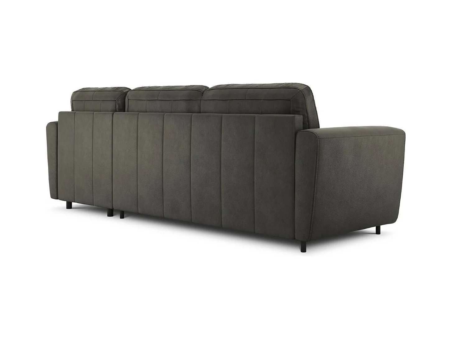 CXL by Christian Lacroix - Canapé d'angle droit convertible "Audra" 4 places en cuir véritable gris foncé - 270x170x88cm