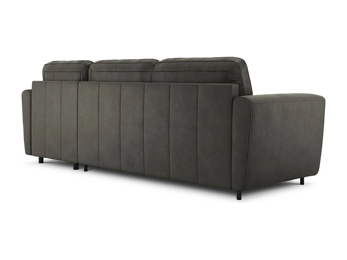 CXL by Christian Lacroix - Canapé d'angle droit convertible "Audra" 4 places en cuir véritable gris foncé - 270x170x88cm