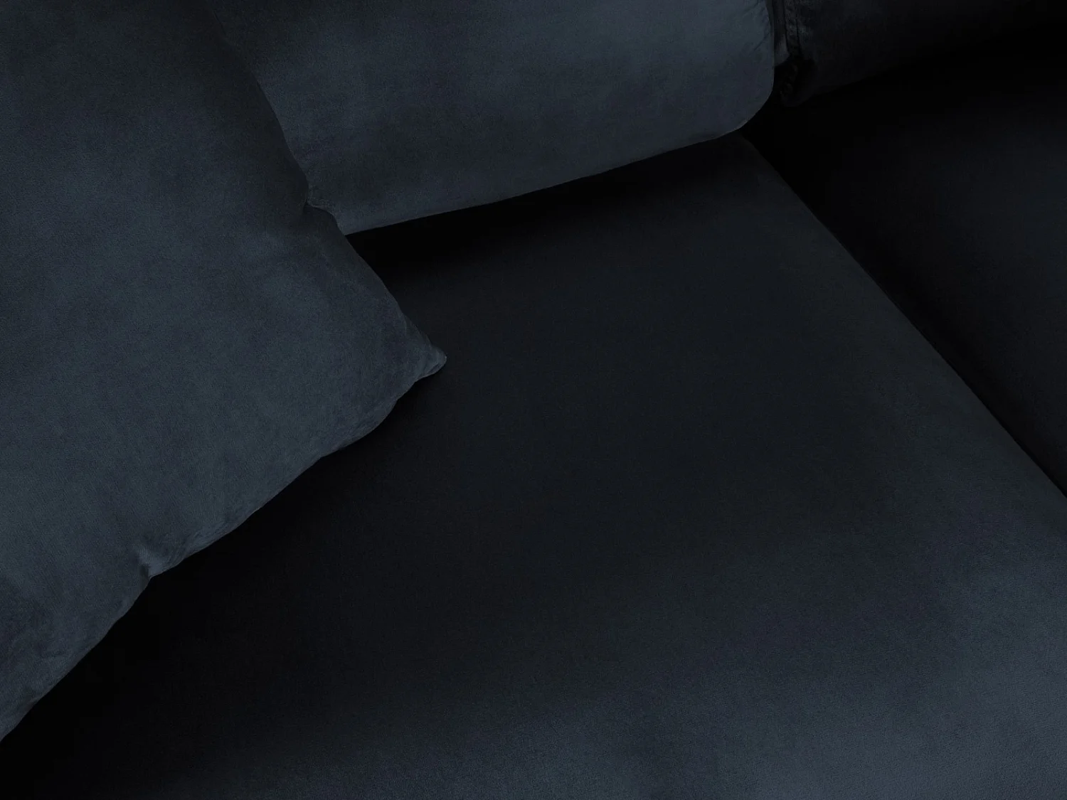 Cosmopolitan Design - 5-Sitzer ausklappbares Ecksofa rechts mit Container "Kyoto" aus Samt dunkelblau - 243x194x88cm