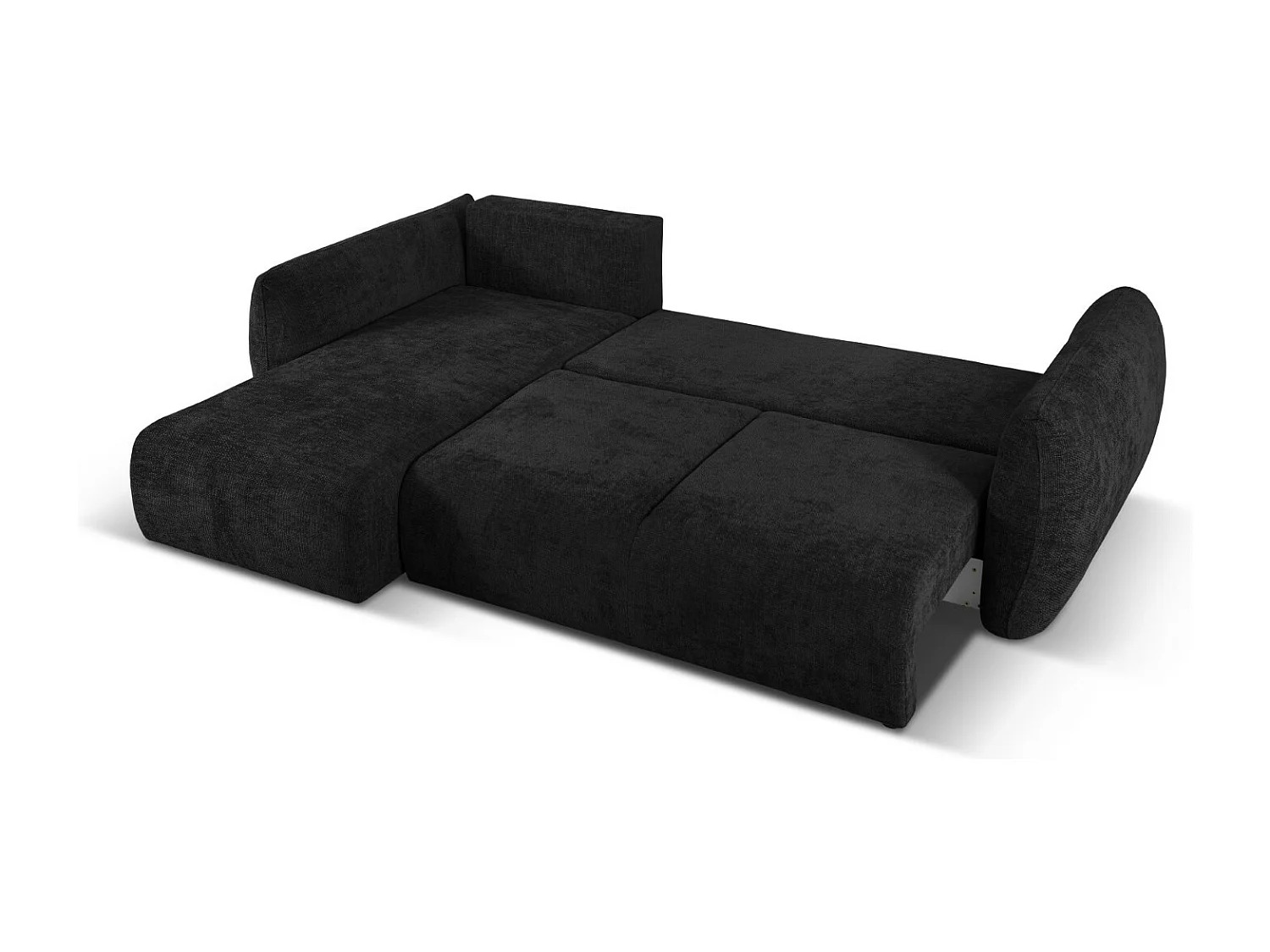 Cosmopolitan Design - Narożnik lewy rozkładany ze schowkiem, "Matera" 4 miejsca szenil, czarny - 253x173x86cm