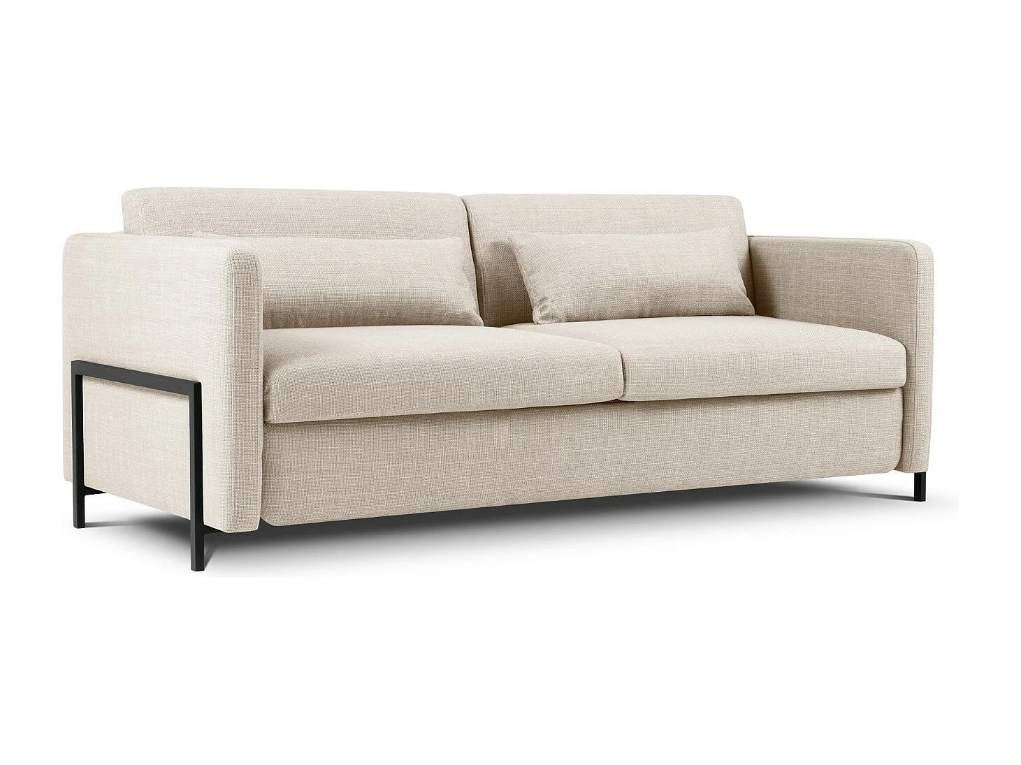 CXL by Christian Lacroix - Sofa z funkcją spania, "Yanis" 3 miejsca tkanina strukturalna, beż - 202x102x80cm