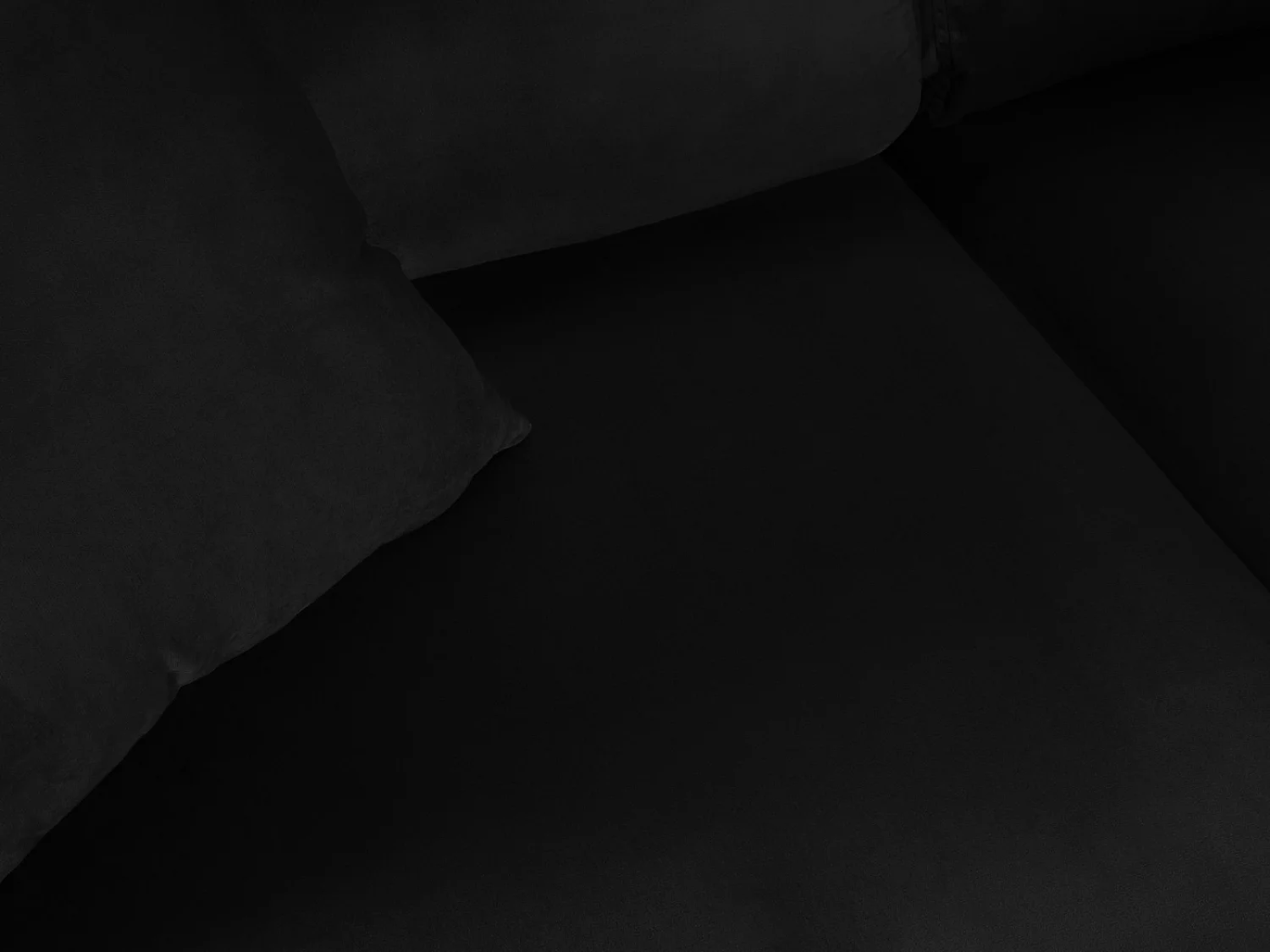 Cosmopolitan Design - Canapé d'angle droit convertible avec coffre de rangement "Kyoto" 5 places en velours noir - 243x194x88cm