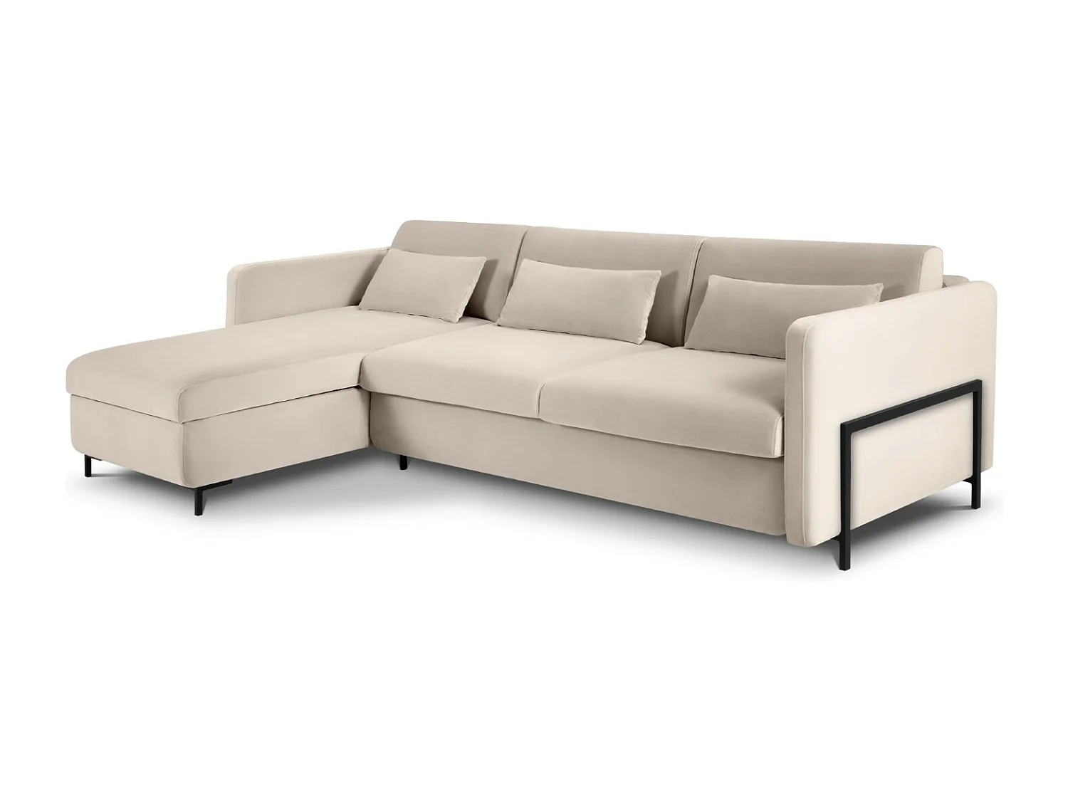CXL by Christian Lacroix - 5-Sitzer ausklappbares Ecksofa links "Yanis" Sitzer aus Samt beige - 280x170x80cm