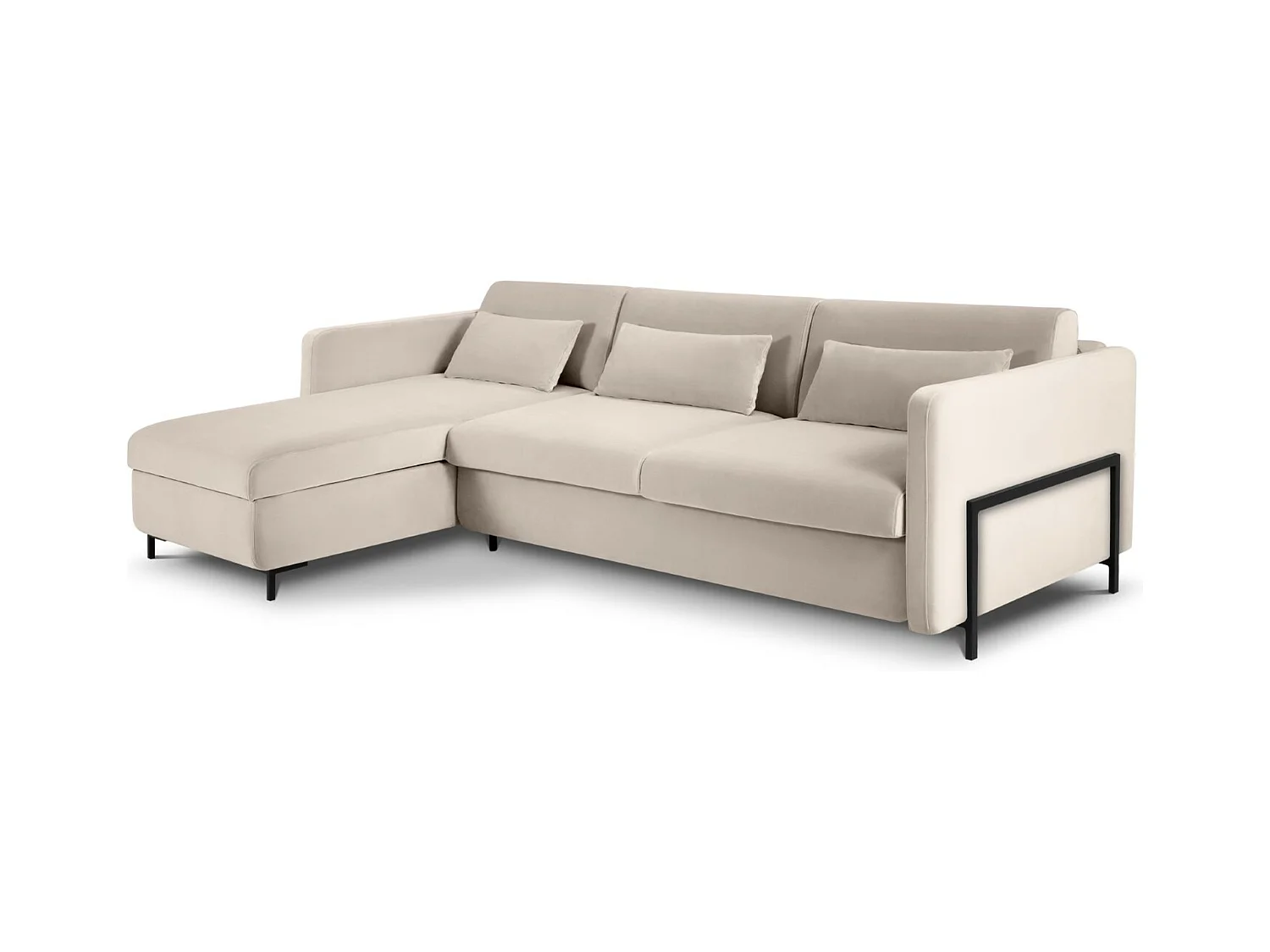 CXL by Christian Lacroix - Sofá cama esquinero izquierdo "Yanis" 5 plazas de terciopelo beige - 280x170x80cm