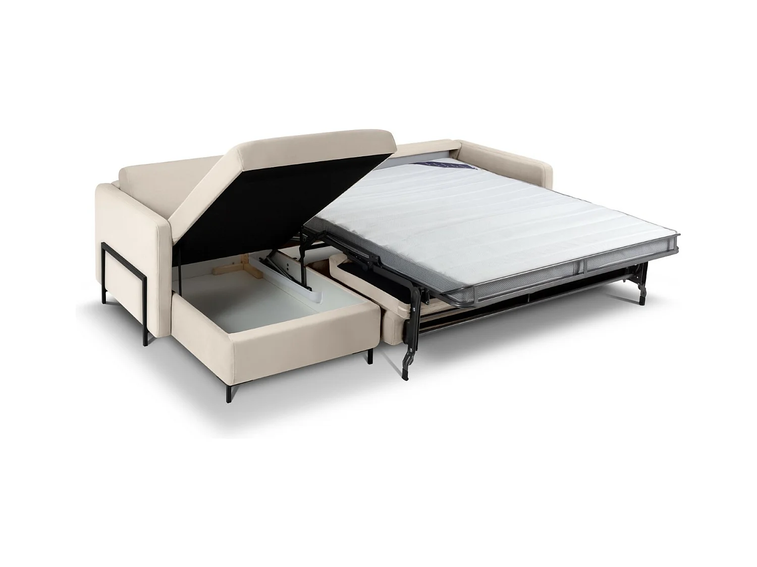 CXL by Christian Lacroix - Sofá cama esquinero izquierdo "Yanis" 5 plazas de terciopelo beige - 280x170x80cm