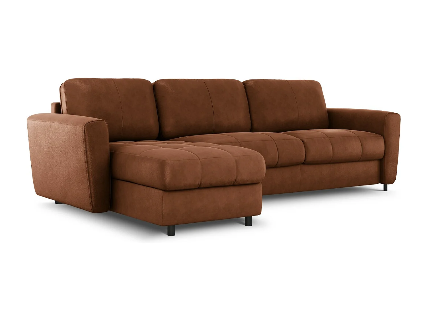 CXL by Christian Lacroix - Canapé d'angle gauche convertible "Audra" 5 places en cuir véritable marron - 290x170x88cm