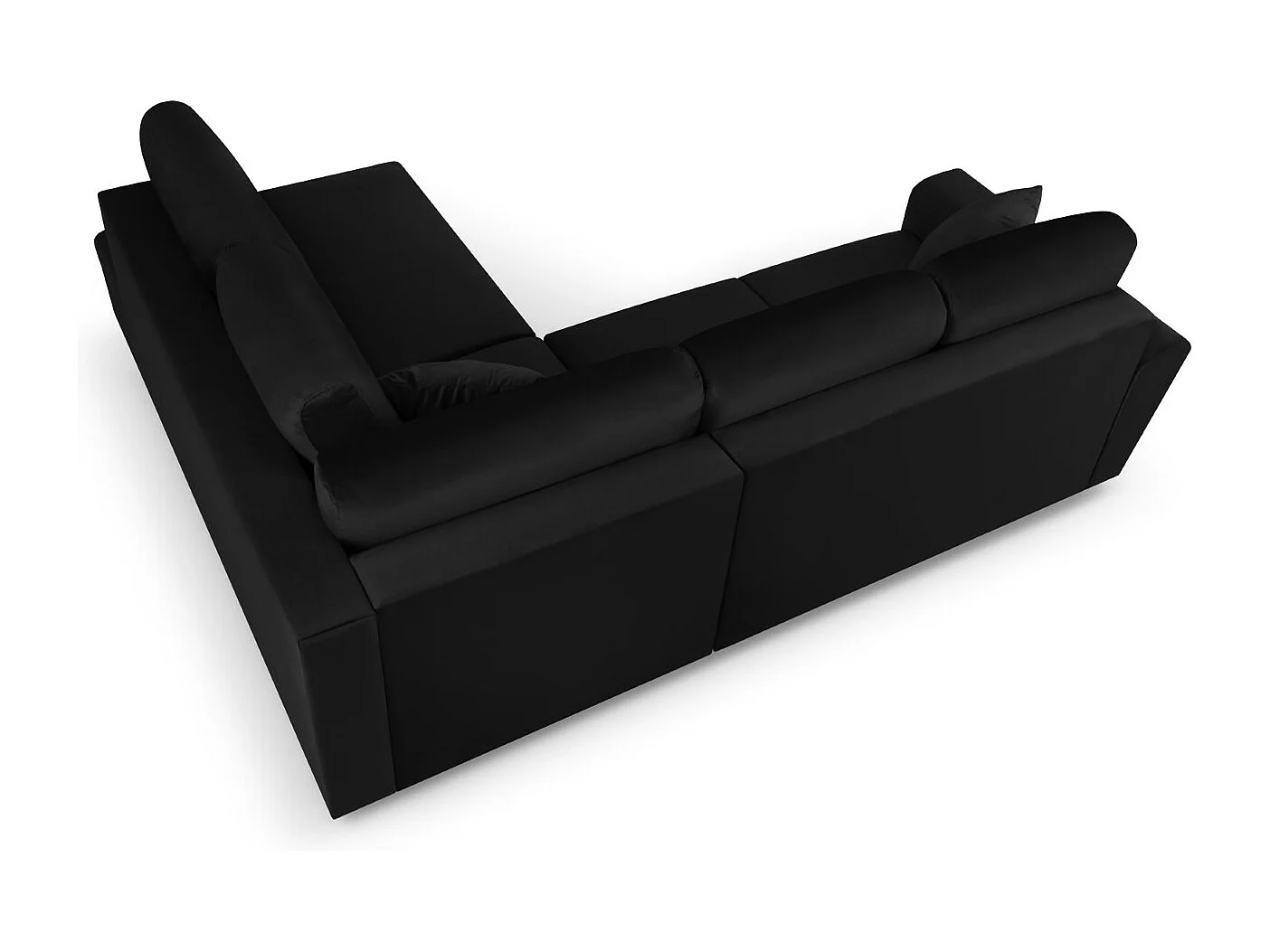 Cosmopolitan Design - Canapé d'angle droit convertible avec coffre de rangement "Kyoto" 5 places en velours noir - 243x194x88cm