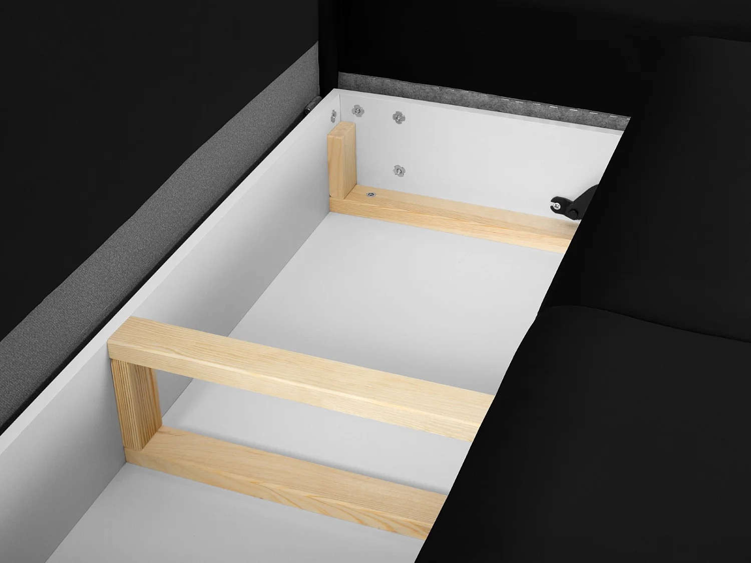 Cosmopolitan Design - Canapé d'angle droit convertible avec coffre de rangement "Kyoto" 5 places en velours noir - 243x194x88cm