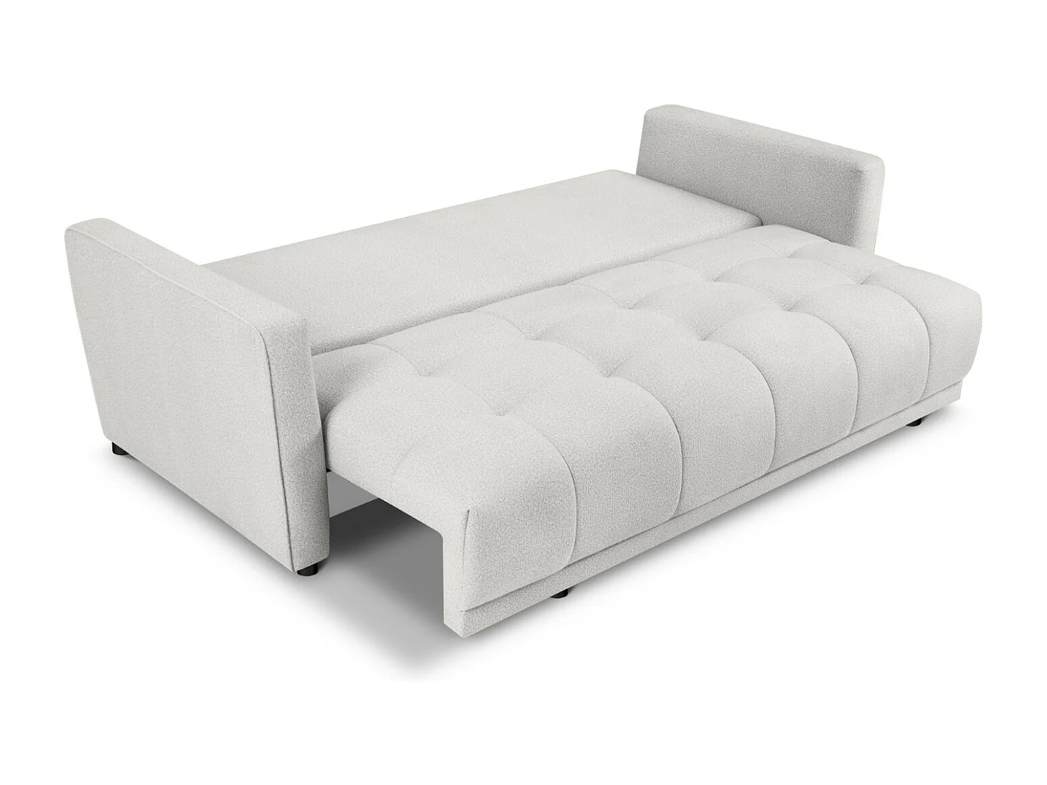 Cosmopolitan Design - Canapé convertible avec coffre de rangement "Madrid" 3 places en tissu structurel gris clair - 230x104x88cm