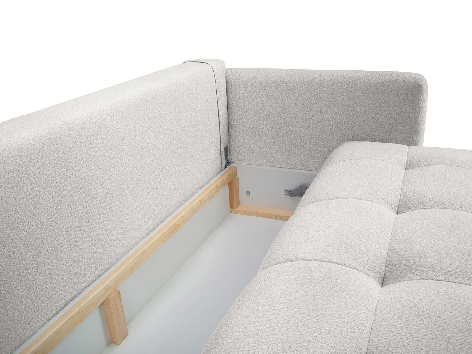 Cosmopolitan Design - Canapé convertible avec coffre de rangement "Madrid" 3 places en tissu structurel gris clair - 230x104x88cm