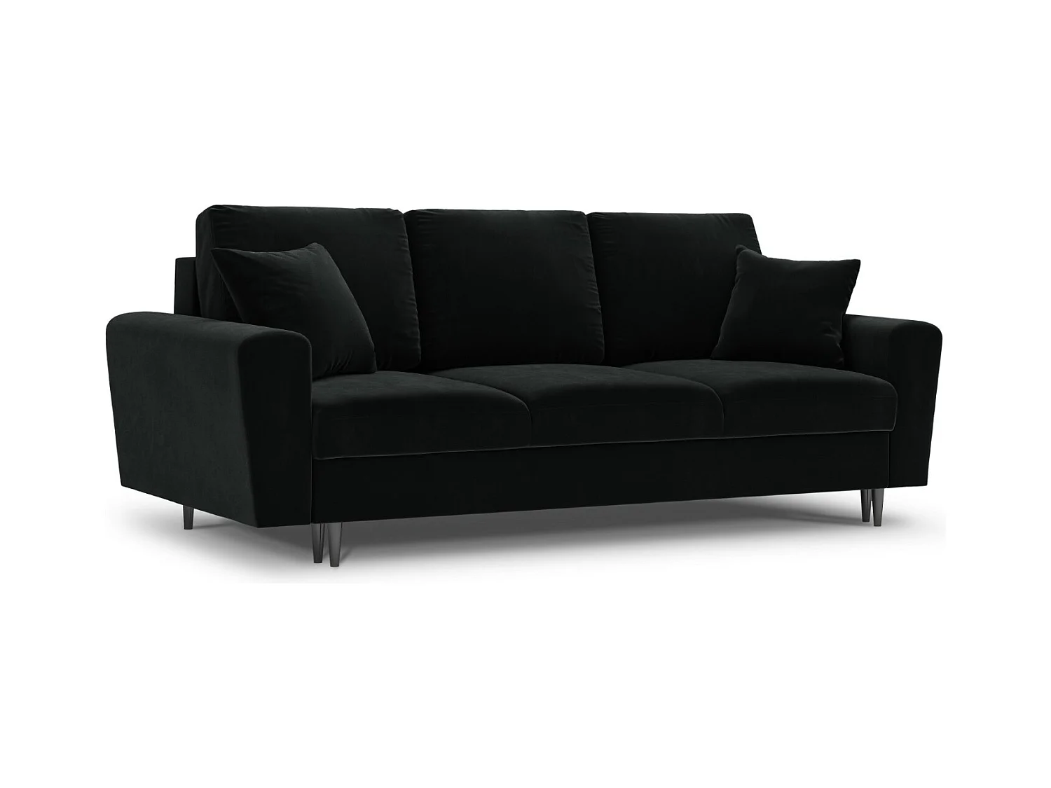 Cosmopolitan Design - Canapé convertible avec coffre de rangement "Kyoto" 3 places en velours noir - 235x100x88cm