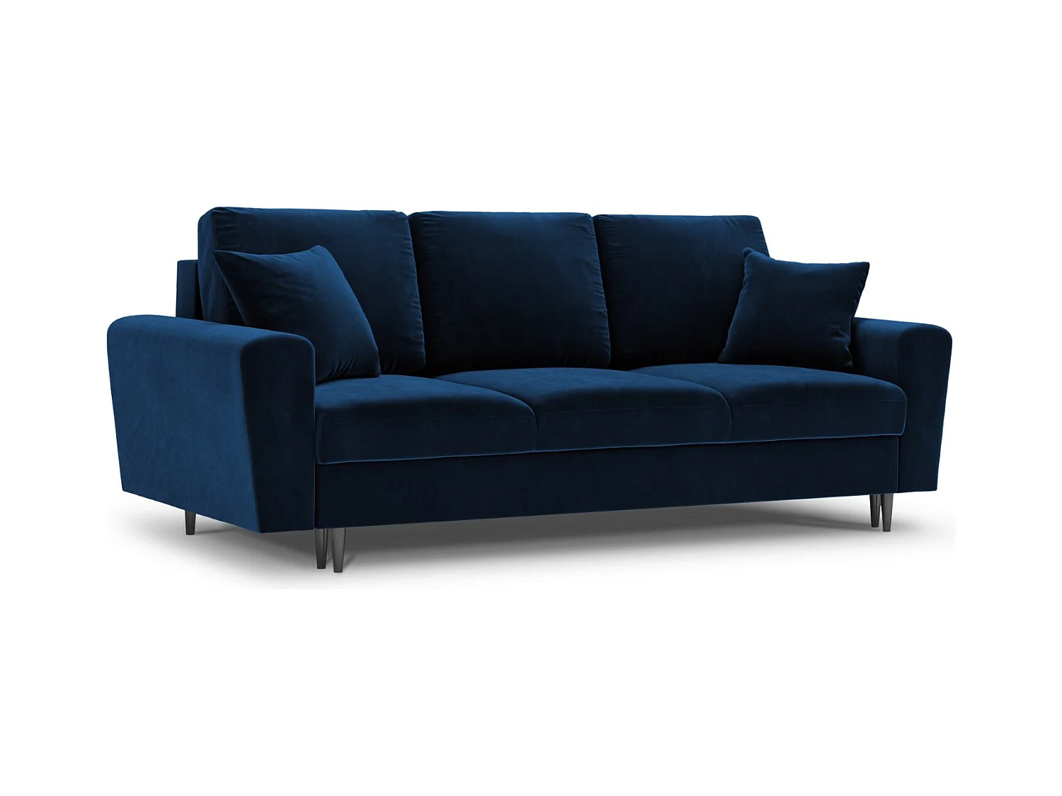 Cosmopolitan Design - Canapé convertible avec coffre de rangement "Kyoto" 3 places en velours bleu roi - 235x100x88cm
