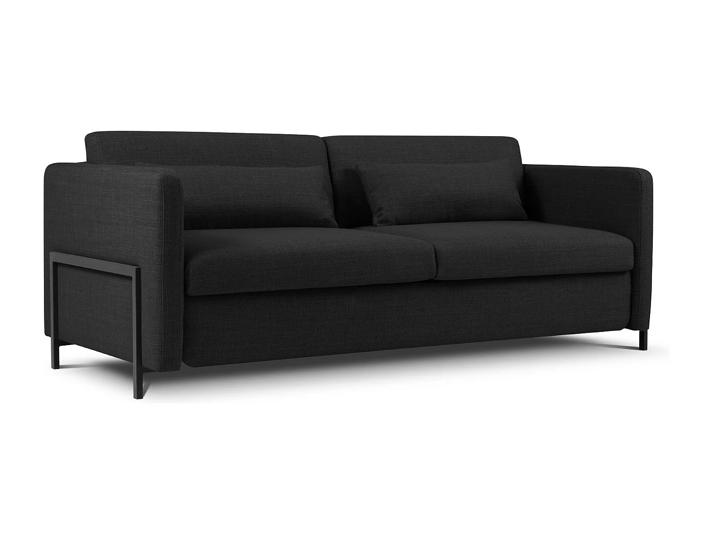 CXL by Christian Lacroix - Canapé convertible "Yanis" 3 places en tissu structurel gris foncé - 202x102x80cm