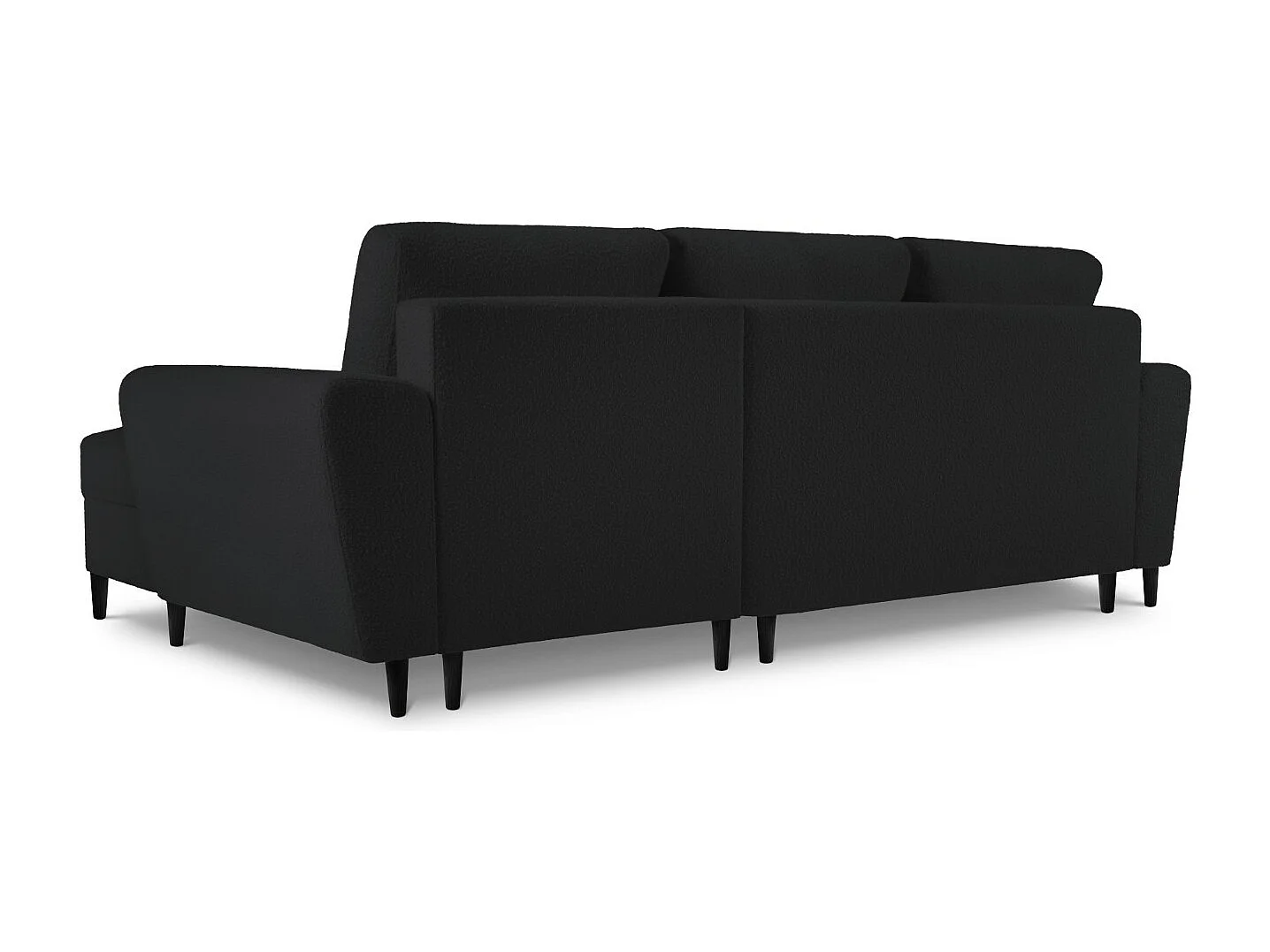 Cosmopolitan Design - Narożnik prawy rozkładany ze schowkiem, "Kyoto" 4 miejsca boucle, czarny - 241x145x88cm