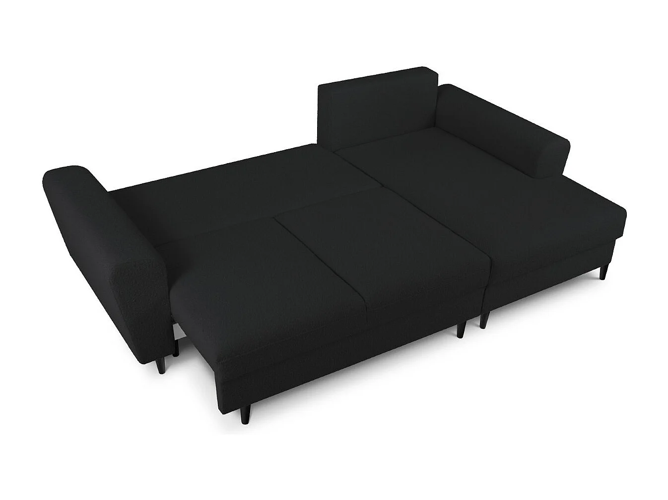 Cosmopolitan Design - Canapé d'angle droit convertible avec coffre de rangement "Kyoto" 4 places en bouclé noir - 241x145x88cm