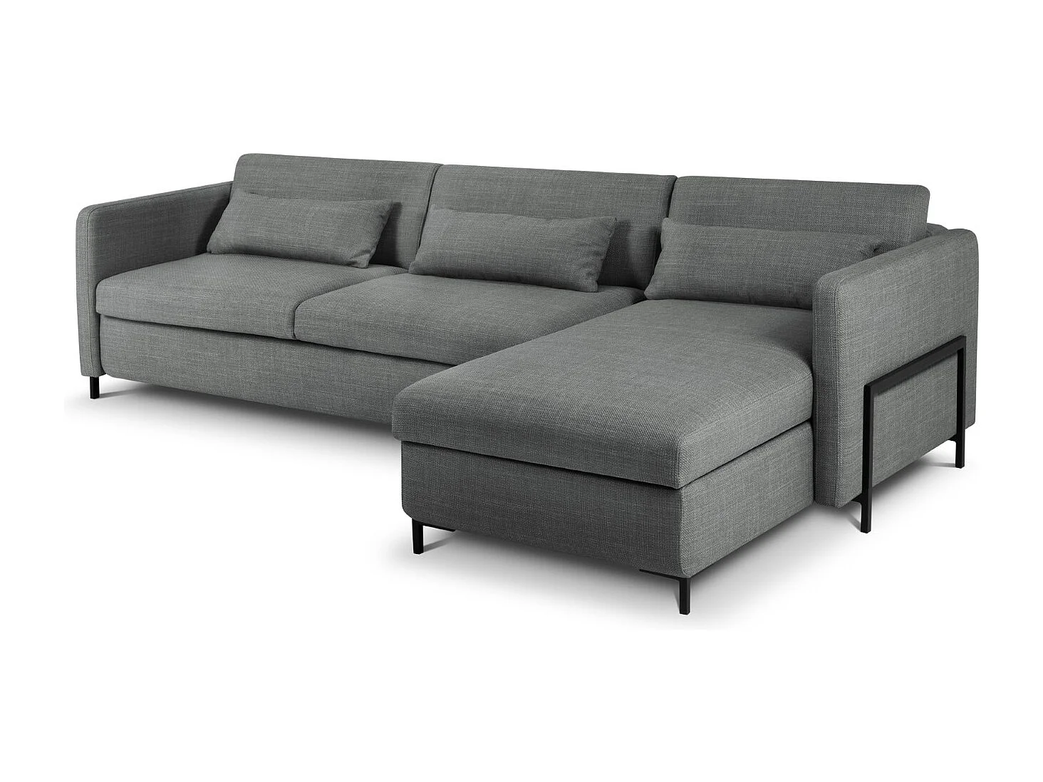 CXL by Christian Lacroix - Divano convertibile angolare destro con contenitore "Yanis" 5 posti in tessuto strutturato grigio - 280x170x80cm