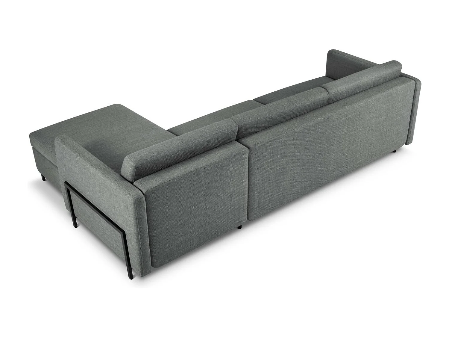 CXL by Christian Lacroix - Divano convertibile angolare destro con contenitore "Yanis" 5 posti in tessuto strutturato grigio - 280x170x80cm