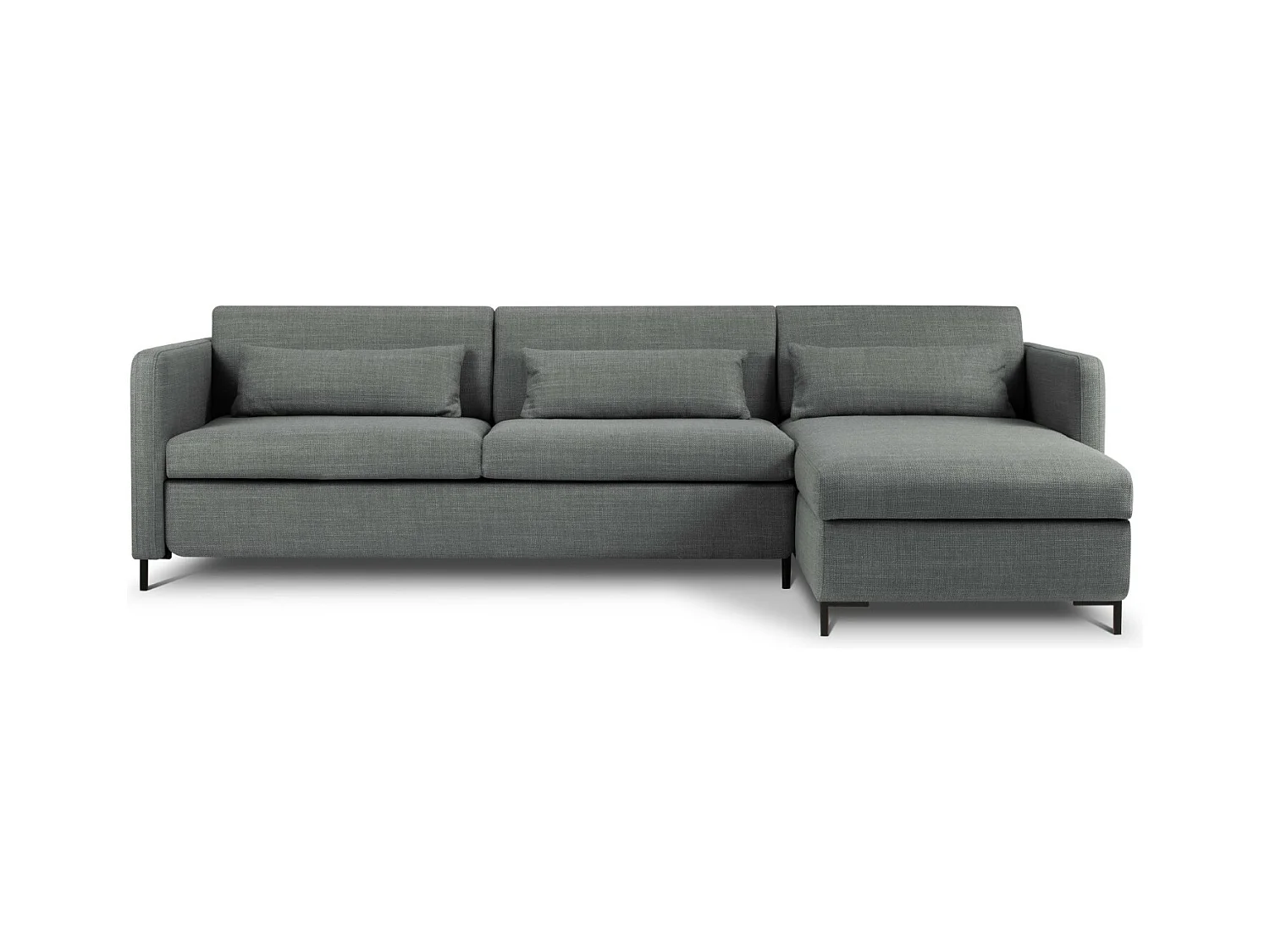 CXL by Christian Lacroix - Converteerbare hoekbank rechts met opbergdoos "Yanis" 5 zitplaatsen, Structurele stof, Grijs - 280x170x80cm