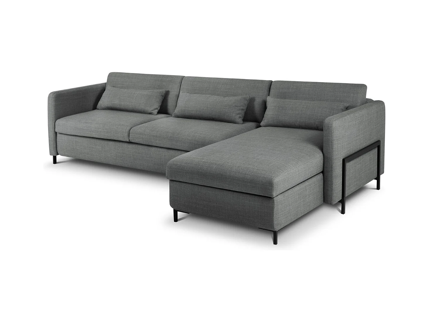 CXL by Christian Lacroix - Canapé d'angle droit convertible avec coffre de rangement "Yanis" 5 places en tissu structurel gris - 280x170x80cm