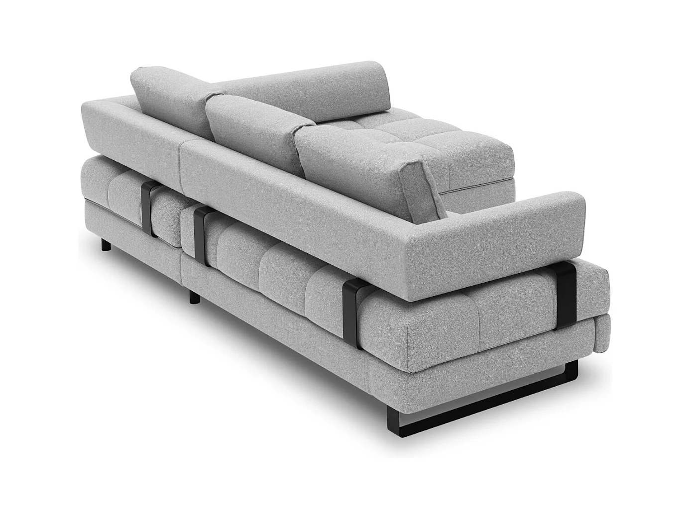 Cosmopolitan Design - 5-Sitzer ausklappbares Ecksofa rechts mit Container "Clinton" aus strukturiertem Stoff grau - 272x173x89cm