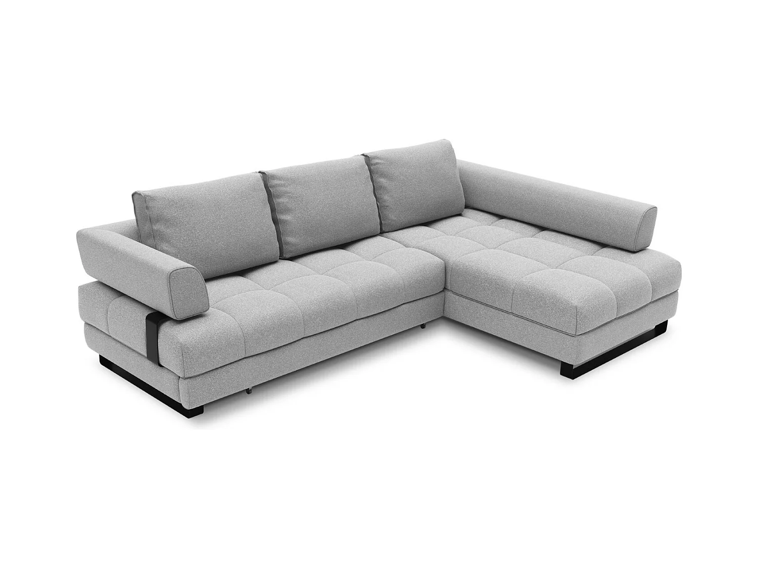 Cosmopolitan Design - Sofá convertível de canto direito com caixa de arrumação "Clinton" 5 lugares em tecido estrutural cinza - 272x173x89cm