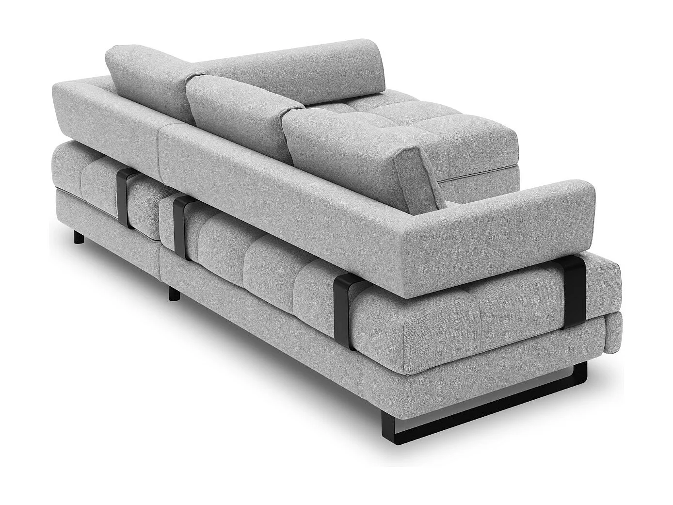 Cosmopolitan Design - 5-Sitzer ausklappbares Ecksofa rechts mit Container "Clinton" aus strukturiertem Stoff grau - 272x173x89cm