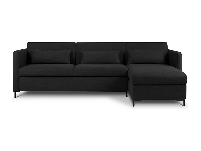 CXL by Christian Lacroix - Sofá cama esquinero derecho con baúl de almacenaje "Yanis" 4 plazas de tejido estructural gris oscuro - 260x170x80cm